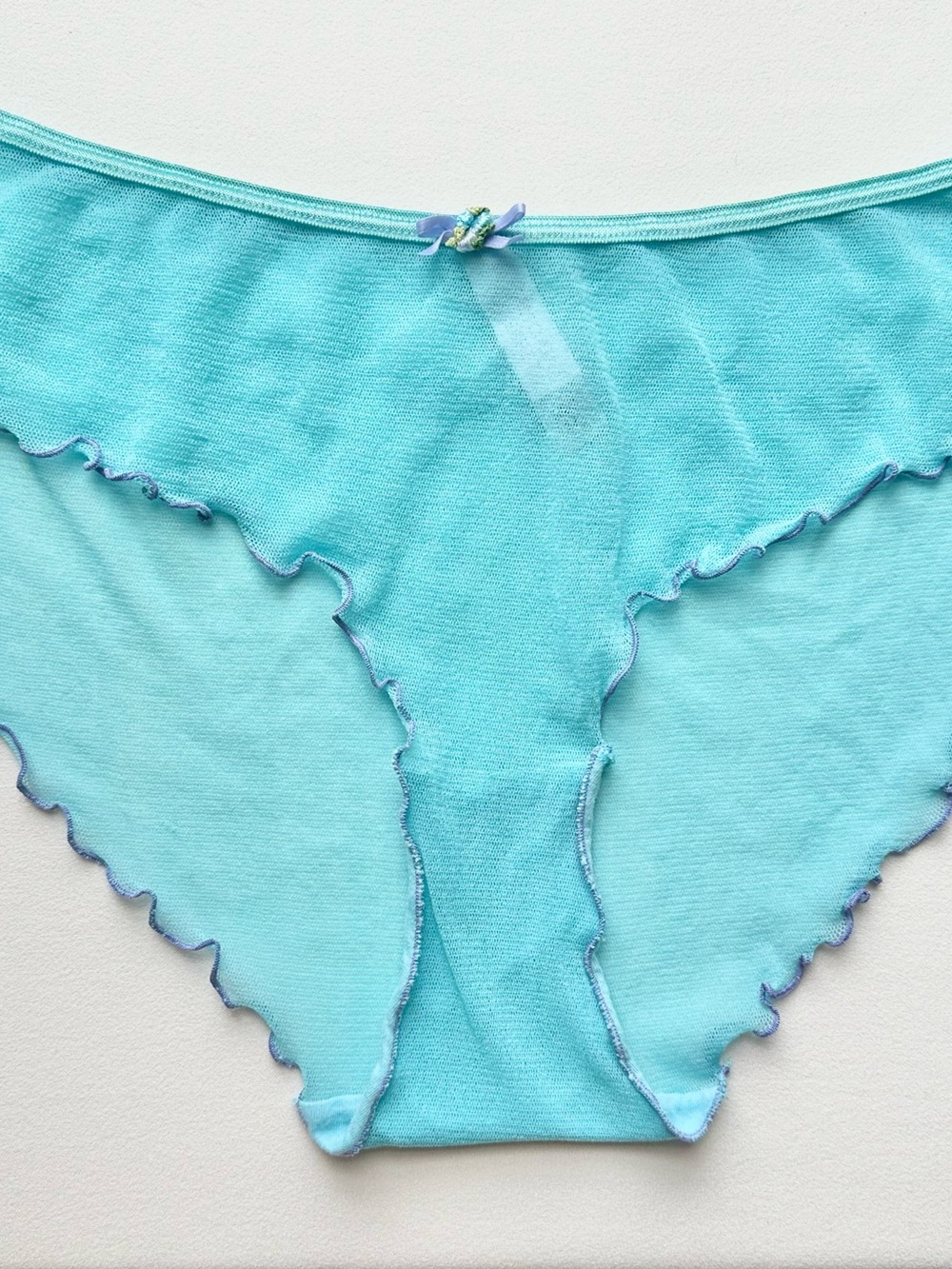 Y2K Victoria's Secret Light Blue lettuce hem ruffle Trim Bikini Panty